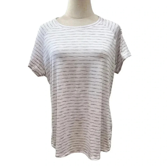 Champion White Gray Stripe Short Sleeve TShirt XL - Picture 1 of 6